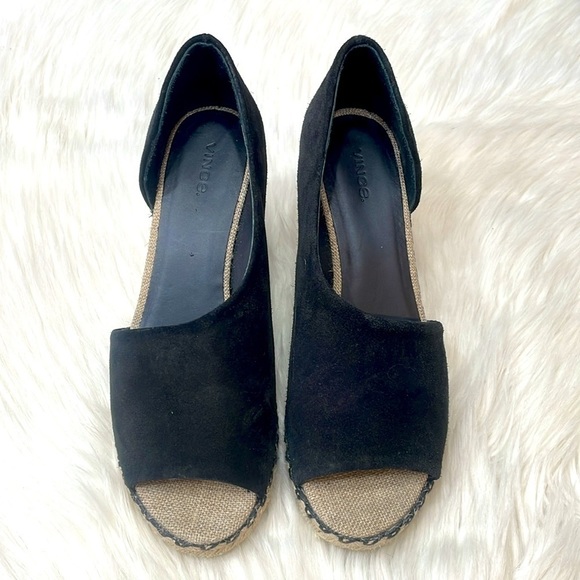 VINCE Sonora Peep Toe Suede Espadrilles - Picture 2 of 12